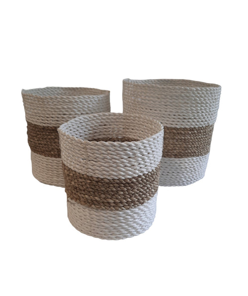 FurniLux Natuurlijke plantenbakken/ Mandenset - 20x20x21cm
