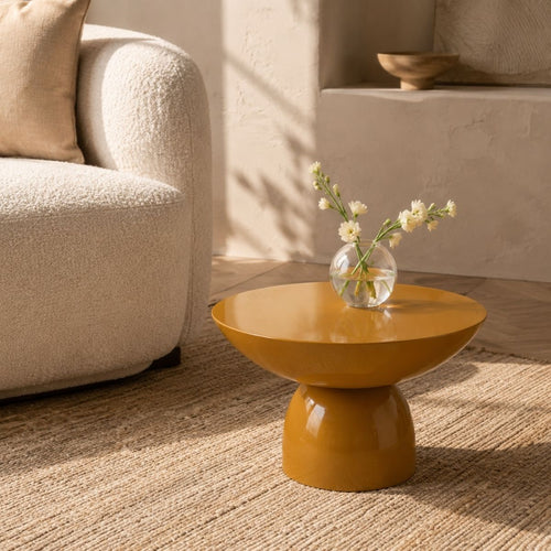 Mica Decorations Celise Bijzettafel - Ronde Plantentafel voor Binnen met Ruim Tafelblad - Koffietafel van Ijzer Stevig en Stabiel - Stijlvolle