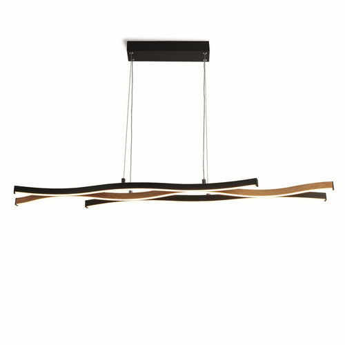 Bloom Swirl LED-plafondhanger, zwart met houteffect