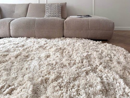 Organisch Hoogpolig Vloerkleed Pilo Ivoor Wit Polyester Interieur05