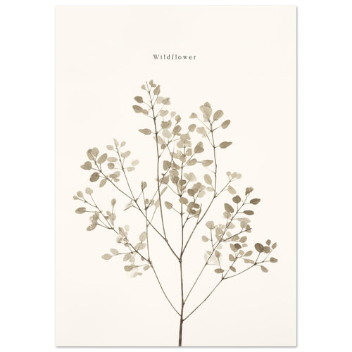 Artfulprints Poster Wildflower   - A4 21x29.7 cm - Taupe