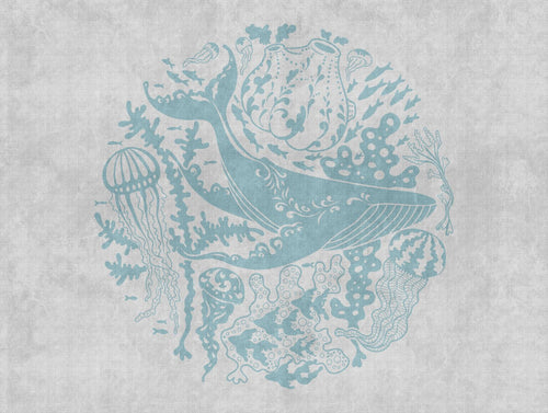 One Wall one Role fotobehang vissen blauw en grijs - 371 x 280 cm - AS-383061 - vtwonen shop