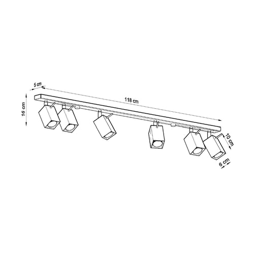 Sollux Lighting Plafondlamp MERIDA 6L wit - 118x6x16cm