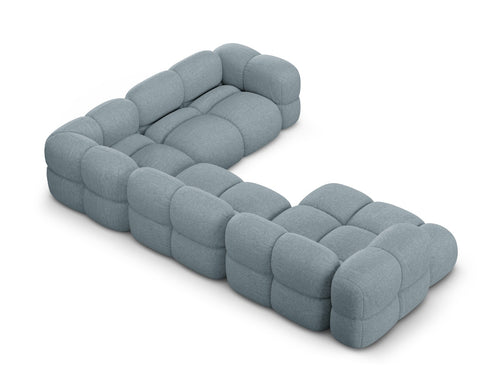 Cosmopolitan Design Panoramische hoekbank rechts Loretto 5-zits, structurele stof pastelblauw - 250x345x68cm