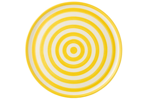 J-Line bord Granada Stripes - keramiek - wit/geel