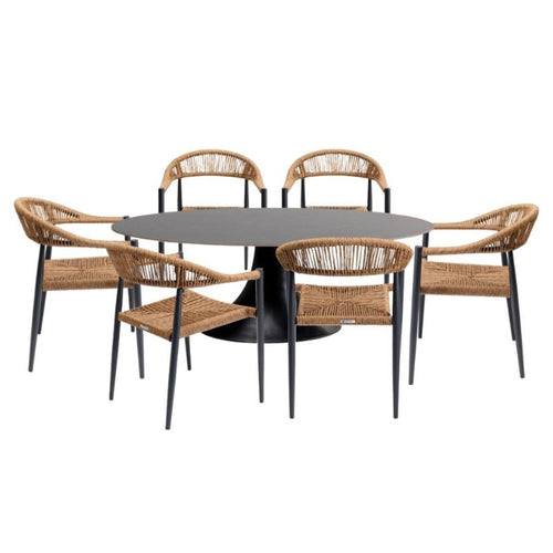 Kare Design Tuinmeubilair Grande Possibilita tafel 220cm en 6 stoelen nature - vtwonen shop
