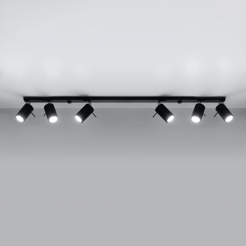 Sollux Lighting Plafondlamp RING 6L zwart - 118x6x16cm