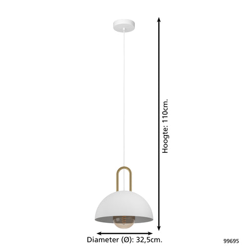 EGLO hanglamp Calmanera - e27 - ø 32,5 cm - wit/geelkoper - vtwonen shop