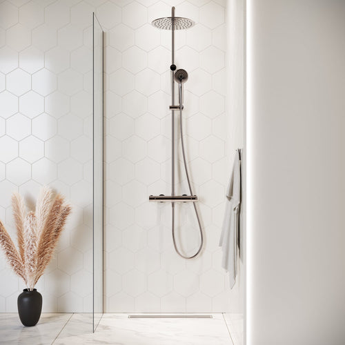 Badplaats Douchewand Florida 40 x 200 cm – Chroom – Inloopdouche 8 mm Veiligheidsglas