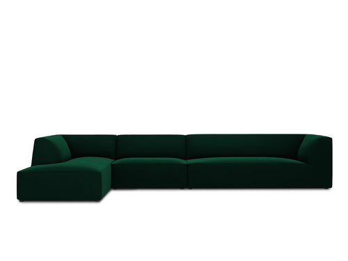 Micadoni linker hoekbank Ruby 5-zits, flueel, flessengroen - 180x366x69cm