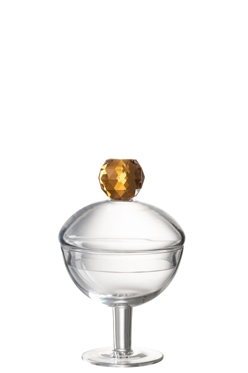 J-Line voorraadpot Diamant - kristalglas - roze/transparant - small - vtwonen shop