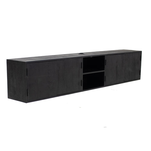 Giga Meubel Tv-meubel Zen - Zwart Mangohout - 200x30x40cm - vtwonen shop