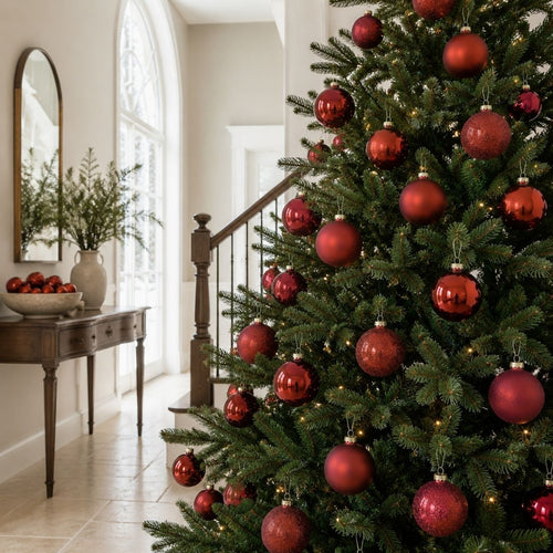 Mica Decorations Kerstballen - 26 Stuks - Ø7 cm - Glazen Ballen voor de Kerstboom en Kerstversiering - Met Piek voor de Top - Glimmende en Glitter