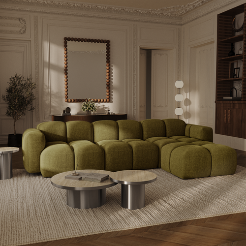 Premium Interiors - Modulaire bank MOSS - fluweel met structuur  258cm