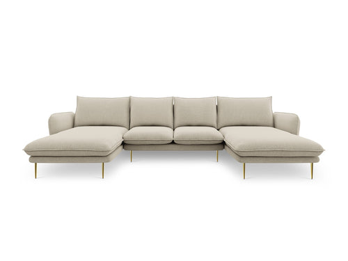 Cosmopolitan Design Panoramische bank Vienna 6-zits, structurele stof, beige - 170x350x95cm