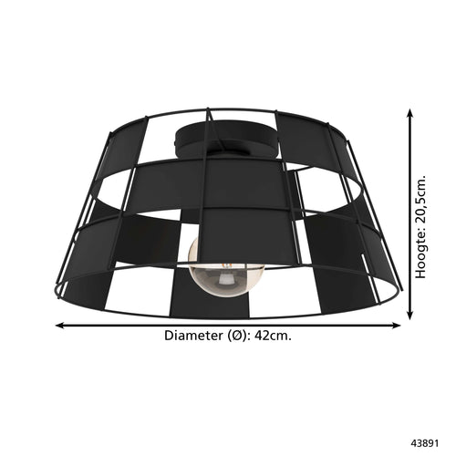 EGLO plafondlamp Pontefract - e27 - ø 42 cm - zwart - staal - vtwonen shop