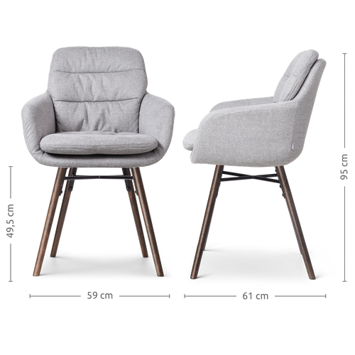 Nolon Nena-Mia Eetkamerstoelen Set van 2 - Grijs - Walnoot Hout - vtwonen shop