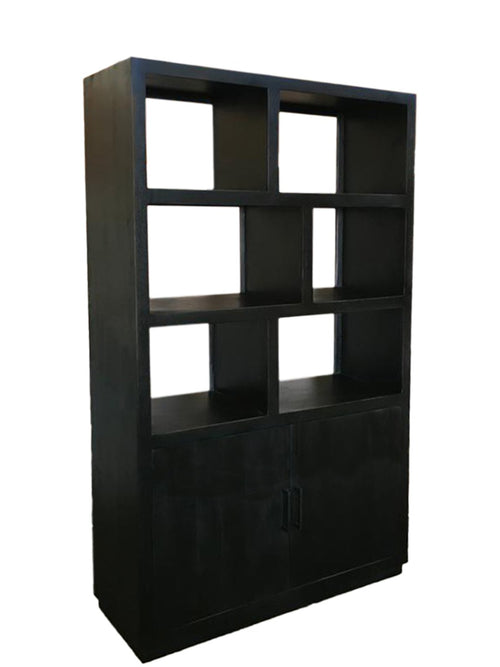 Livingfurn vitrinekast Jaxx - 120cm - mangohout - zwart