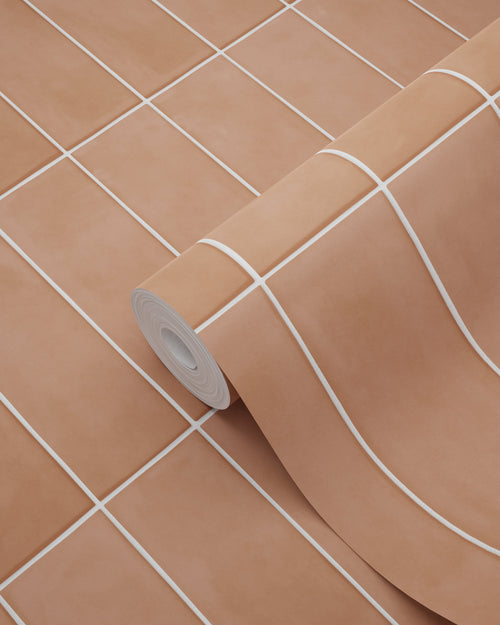 ESTAhome behang tegelmotief terracotta - 50 x 900 cm - 131538 - vtwonen shop