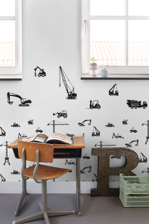 ESTAhome muursticker voertuigen zwart - 47.5 x 66 cm - 156107