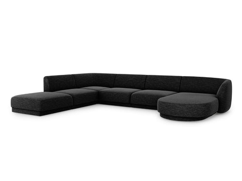 Micadoni Panoramische hoekbank links Miley 6-zits, structurele stof antraciet - 255x330x70cm