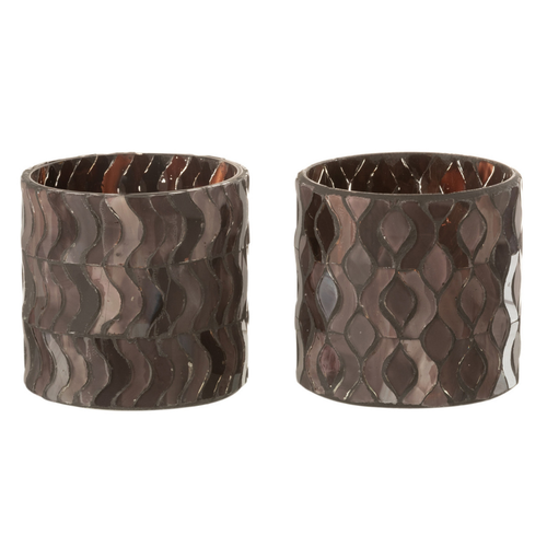 J-Line windlicht Patroon - glas - donkerroze - small - 2 stuks - vtwonen shop