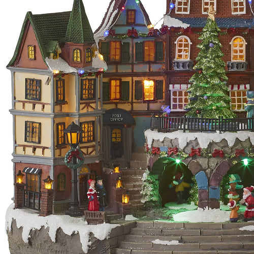 Luville Kerstdorp Miniatuur Dorpsplein - Kerstversiering met Draaiende Kerstboom - Kerstslingers voor Sfeervolle Aankleding - Kerst Deco Dorpje - L42