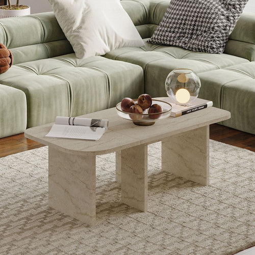 Calicosy - Set van 2 salontafels ADEL - Beige 90x45x35 cm