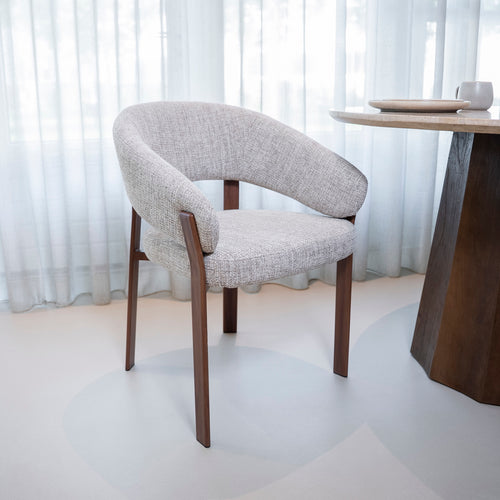 DÉJA Living Eetkamerstoel Chera - Beige/Walnoot - Set van 2