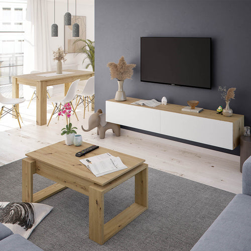 KAWAY Hangend meubel met 2 kleppen - Glanzend wit - 34,5x180x28 cm