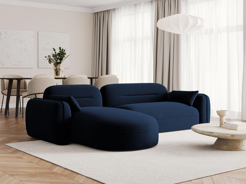 Cosmopolitan Design Modulaire hoekbank links Sydney 4-zits, flueel, koningsblauw - 165x275x70cm