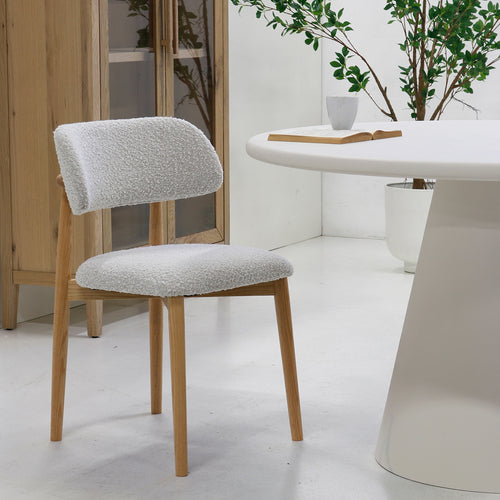 Giga Meubel Eetkamerstoel Lexi - Eikenhout/Polyester - Beige - Set van 2