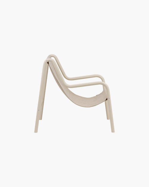 noo.ma Nokk Armchair outdoor loungestoel - Piazza Beige, waterdichte sling-zitting, stalen buizenframe