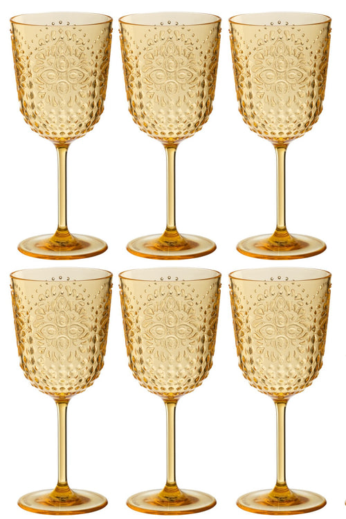 J-Line wijnglas - kusntstof - geel - doos van 6