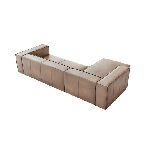 Cosmopolitan Design - Linker hoekbank Turin 5-zits, echt leer donkerbeige - 173x290x68cm