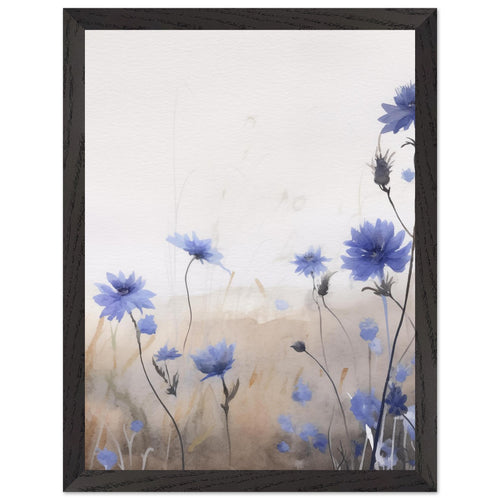Artfulprints Poster met Lijst Flower aquarel 3   - 30x40 cm - Blauw