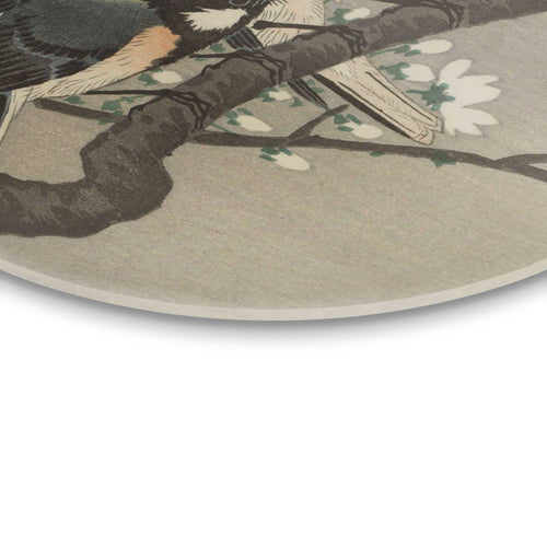 Reinders glasschilderij Ohara Koson - Koolmezen op bloesemtak - Ø 50cm