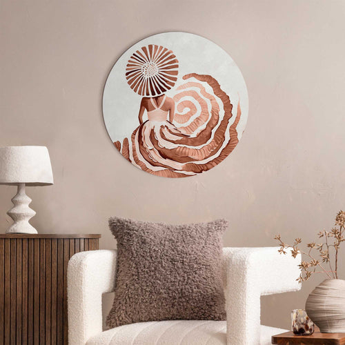 Reinders Ronde jurk terracotta glasschilderij -  oranje - woonkamer - Ø 50cm