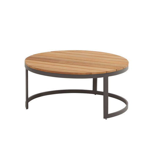 Taste by 4 Seasons loungetafels Stonic bruin grijs - teak Ø80 cm - keramiek Ø60 cm - vtwonen shop