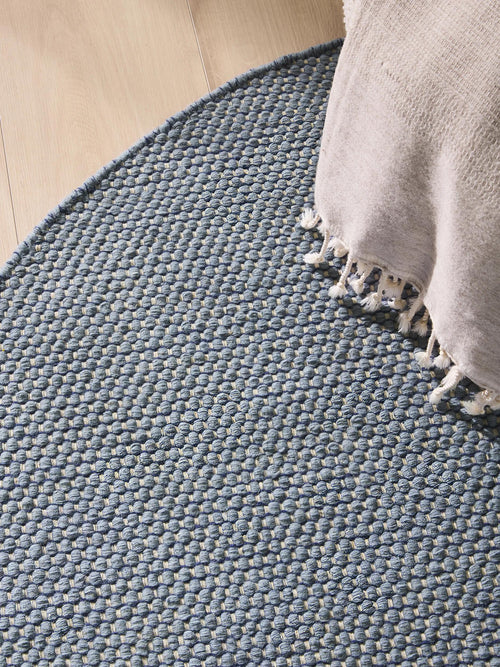 benuta wollen vloerkleed Rocco - blauw - ø 150 cm