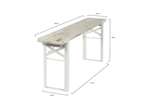 MaximaVida inklapbare picknickbank Berlijn 120 x 25 cm whitewash - FSC hout