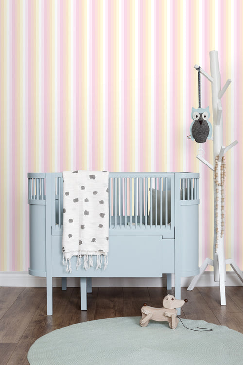 ESTAhome behang strepen regenboog licht roze en beige - 53 cm x 10.05 m - 138924 - vtwonen shop