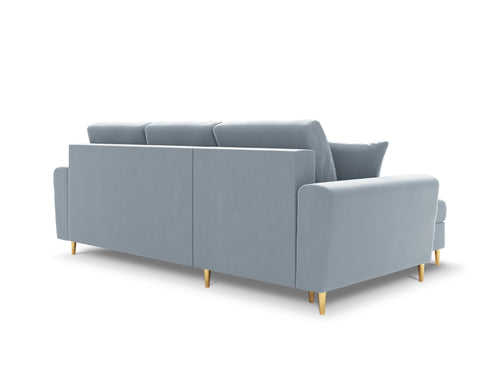 Cosmopolitan Design Omkeerbare converteerbare hoekbank met opbergdoos Kyoto 4-zits, flueel lichtblauw - 145x241x88cm