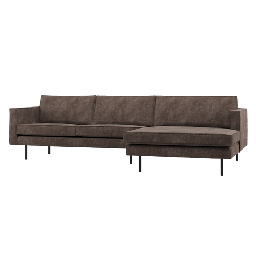 WOOOD chaise longue bank rechts Rodeo - Ribstof - Bruin - 85x300x155 - vtwonen shop