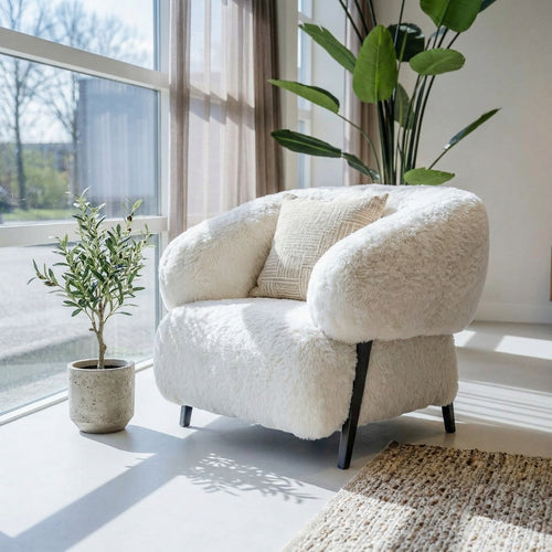 DÉJA Living Fauteuil Espe Fluffy - Beige Stof - 91x86x77cm