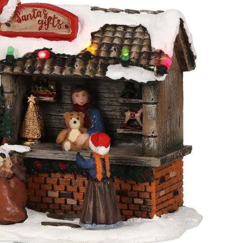 Luville Kerstdorp Miniatuur Santa's Gifts Cadeaukraam - Kerstversiering met Verlichting - Kerst Decoratie voor Binnen - Werkt op Batterijen of Adapter