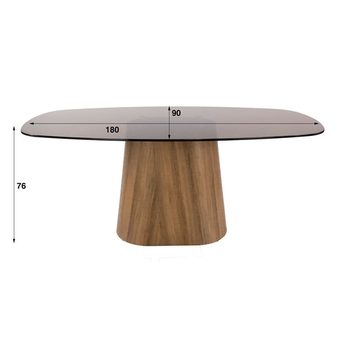 Giga Living Eettafel Tinto - Deens Ovaal Brons Glas - 180cm