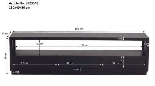 Giga Meubel Tv-Meubel Luxurious - Zwart Mangohout - 180x40x50cm - vtwonen shop