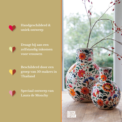 Return to Sender Vaas 45 cm Bed of Flowers print handgeschilderd ronde vorm