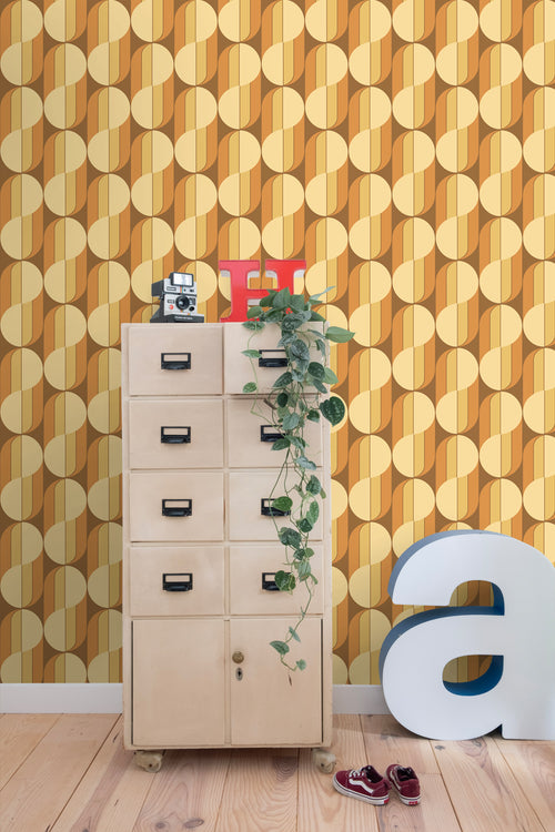 ESTAhome behang retro ornamenten oranje en bruin - 50 x 900 cm - 131591 - vtwonen shop